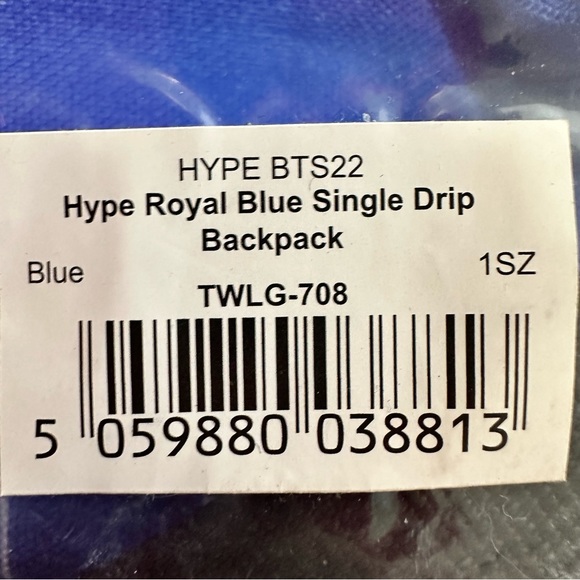 Hype. Unisex Single Drip Royal Blue Backpack - Picture 8 of 8